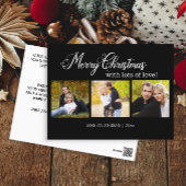 Moderne zwarte kerst 3 jaar foto feestdagenkaart