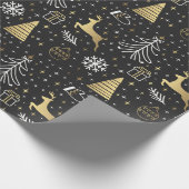 Moderne zwarte kerst in Elegant Cadeaupapier (Hoek)