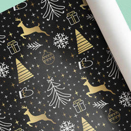 Moderne zwarte kerst in Elegant Cadeaupapier