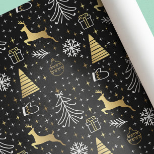 Moderne zwarte kerst in Elegant Cadeaupapier