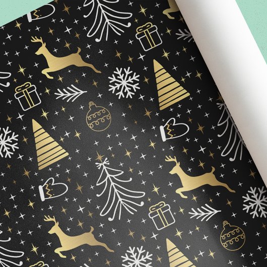 Moderne zwarte kerst in Elegant Cadeaupapier