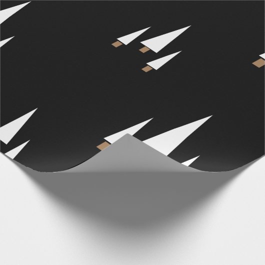 Moderne zwarte kerstboom cadeaupapier (Hoek)