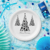 Moderne zwarte kerstboom papieren bordje (Feest)