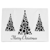 Moderne Zwarte Kerstboom Witte Achtergrond Groot Cadeauzakje (Voorkant)