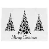 Moderne Zwarte Kerstboom Witte Achtergrond Groot Cadeauzakje (Achterkant)