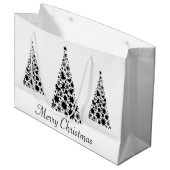Moderne Zwarte Kerstboom Witte Achtergrond Groot Cadeauzakje (Voorkant Gekanteld)