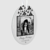 Moderne zwarte kerstboomfotofeestdag ornament (voorkant)