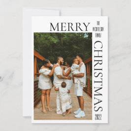 Moderne zwarte kerstfotofeestkaart feestdagenkaart