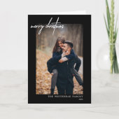 Moderne zwarte kerstkaart met fijne kerst feestdagen kaart (Voorkant)