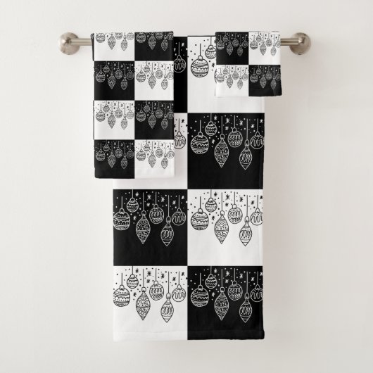 Moderne zwarte kerstkreet bad handdoek (Insitu)