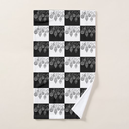 Moderne zwarte kerstkreet bad handdoek (Handdoek)
