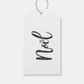 Moderne zwarte Kerstmis in het script voor Noel-pe Cadeaulabel (Voorkant)
