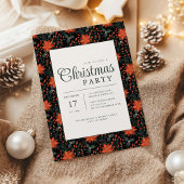 Moderne Zwarte Kerstster Kerstfeest Uitnodiging