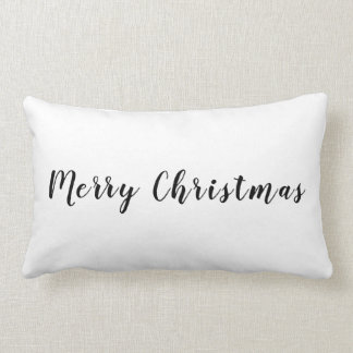 Moderne zwarte kersttekst zwart wit kussen