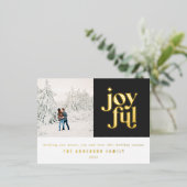 Moderne zwarte kersttypografie Folie Hol Folie Feestdagen Briefkaart (Staand Voorkant)