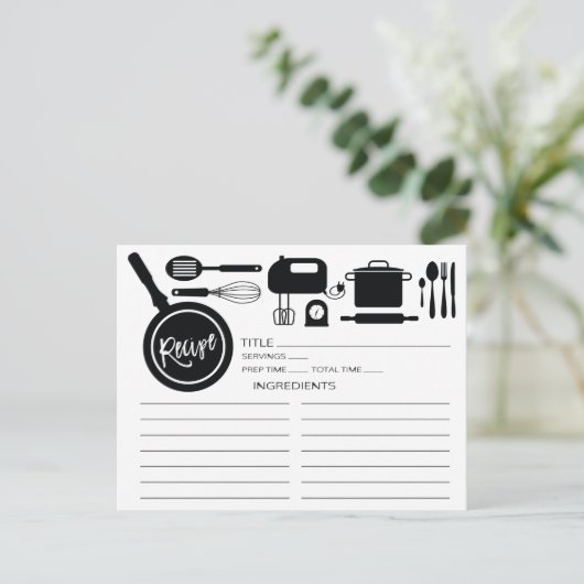 Moderne zwarte keuken voor gereedschap briefkaart (Staand voorkant)