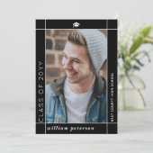 Moderne zwarte Klasse van 2025 afstuderen foto Aankondiging (Staand voorkant)