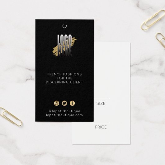 Moderne zwarte kleding Prijs label Sociale pictogr Visitekaartje (Kantoor)