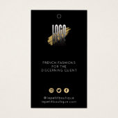 Moderne zwarte kleding Prijs label Sociale pictogr Visitekaartje (Voorkant)