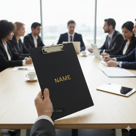 Moderne zwarte klembord met gepersonaliseerde naam