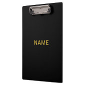 Moderne zwarte klembord met gepersonaliseerde naam (Links)