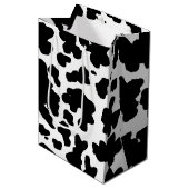 Moderne zwarte Koe Huidtextiel Dierafdrukken Medium Cadeauzakje (Voorkant Gekanteld)