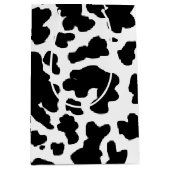 Moderne zwarte Koe Huidtextiel Dierafdrukken Medium Cadeauzakje (Voorkant)