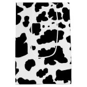 Moderne zwarte Koe Huidtextiel Dierafdrukken Medium Cadeauzakje (Achterkant)