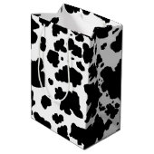 Moderne zwarte Koe Huidtextiel Dierafdrukken Medium Cadeauzakje (Achterkant Gekanteld)