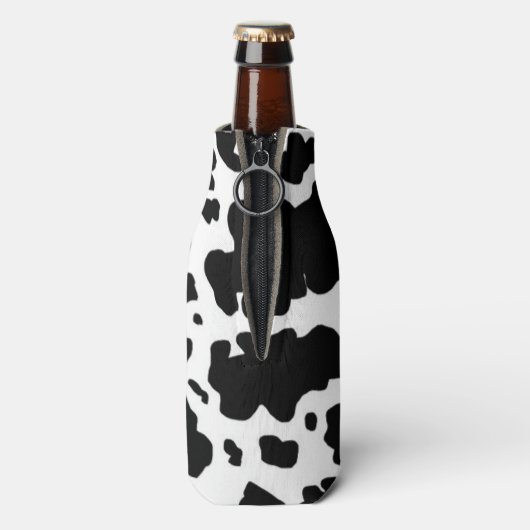 Moderne zwarte Koe spots print Flesjeskoeler (Fles Achterkant)