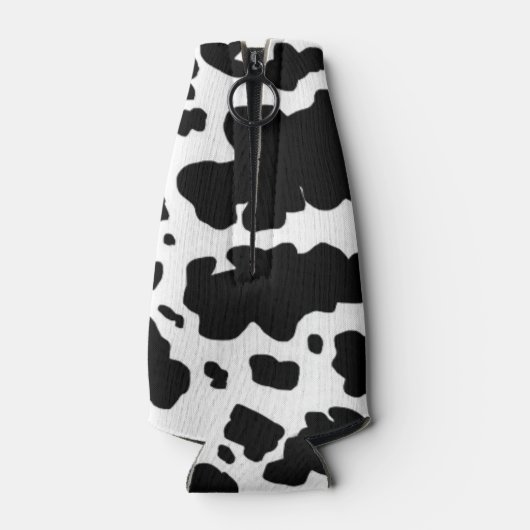 Moderne zwarte Koe spots print Flesjeskoeler (Achterkant)