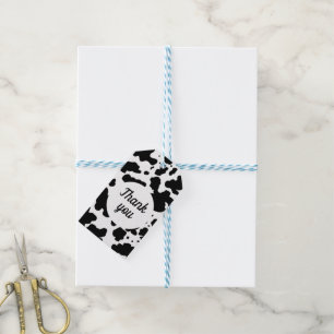 Moderne zwarte Koe vlekken afdrukken dank u Cadeaulabel