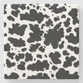 Moderne zwarte Koe vlekken Print Cowboy Boer Stenen Onderzetter (Voorkant)