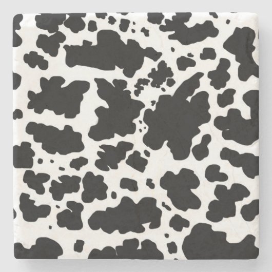 Moderne zwarte Koe vlekken Print Cowboy Boer Stenen Onderzetter (Voorkant)