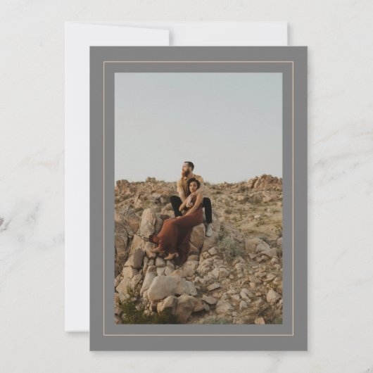 Moderne zwarte koraaltrouwscript 2 foto's kaart (Achterkant)