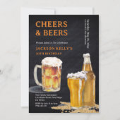Moderne Zwarte Krijtbord Cheers & Beers Verjaardag Kaart (Voorkant)