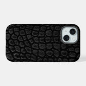 Moderne Zwarte Krokodil iPhone 15 Case (Achterkant horizontaal)