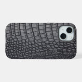Moderne Zwarte Krokodil iPhone 15 Case (Achterkant horizontaal)