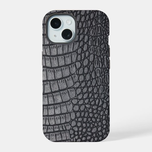 Moderne Zwarte Krokodil iPhone 15 Case (Achterkant)
