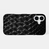 Moderne Zwarte Krokodil iPhone 16 Hoesje (Achterkant horizontaal)
