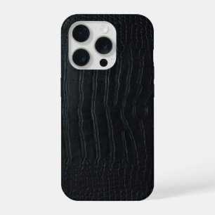 Moderne Zwarte Krokodil iPhone 15 Pro Case