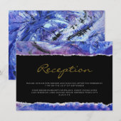 Moderne Zwarte Kunst Bruiloft Receptie Informatiekaartje (Voorkant / Achterkant)