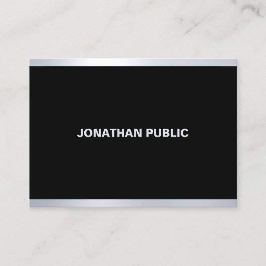 Moderne zwarte lam Silver Elegant Professional Top Visitekaartje (Voorkant)