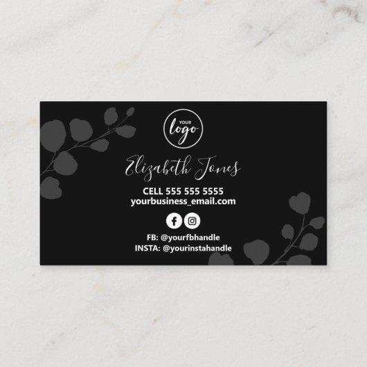 Moderne zwarte leder en Visitekaartje (Achterkant)