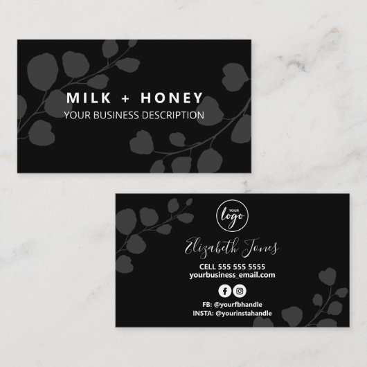 Moderne zwarte leder en Visitekaartje (Voorkant / Achterkant)