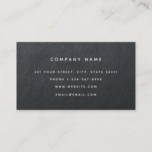 Moderne zwarte leder Minimale Visitekaartje (Achterkant)