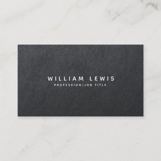 Moderne zwarte leder Minimale Visitekaartje (Voorkant)