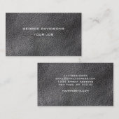 Moderne zwarte leder ziet er professioneel uit visitekaartje (Voorkant / Achterkant)