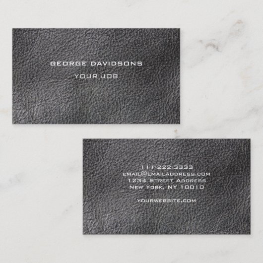 Moderne zwarte leder ziet er professioneel uit visitekaartje (Voorkant / Achterkant)