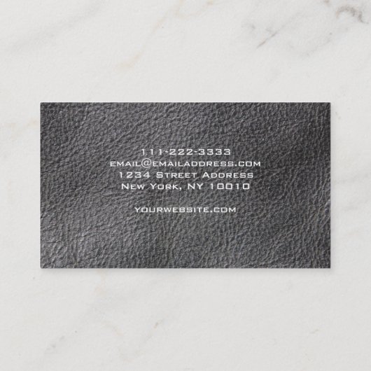Moderne zwarte leder ziet er professioneel uit visitekaartje (Achterkant)